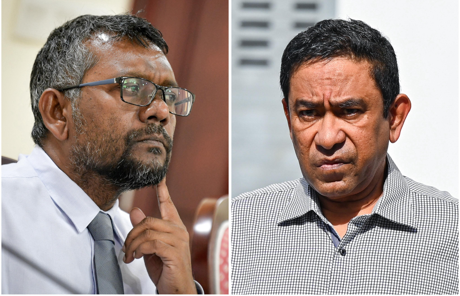 ކުރީގެ ރައީސް އަބްދުﷲ ޔާމީނާއި ކުރީގެ އިކޮނޮމިކް މިނިސްޓަރު ފައްޔާޒް އިސްމާއިލް.-- ފޮޓޯ: މިހާރު