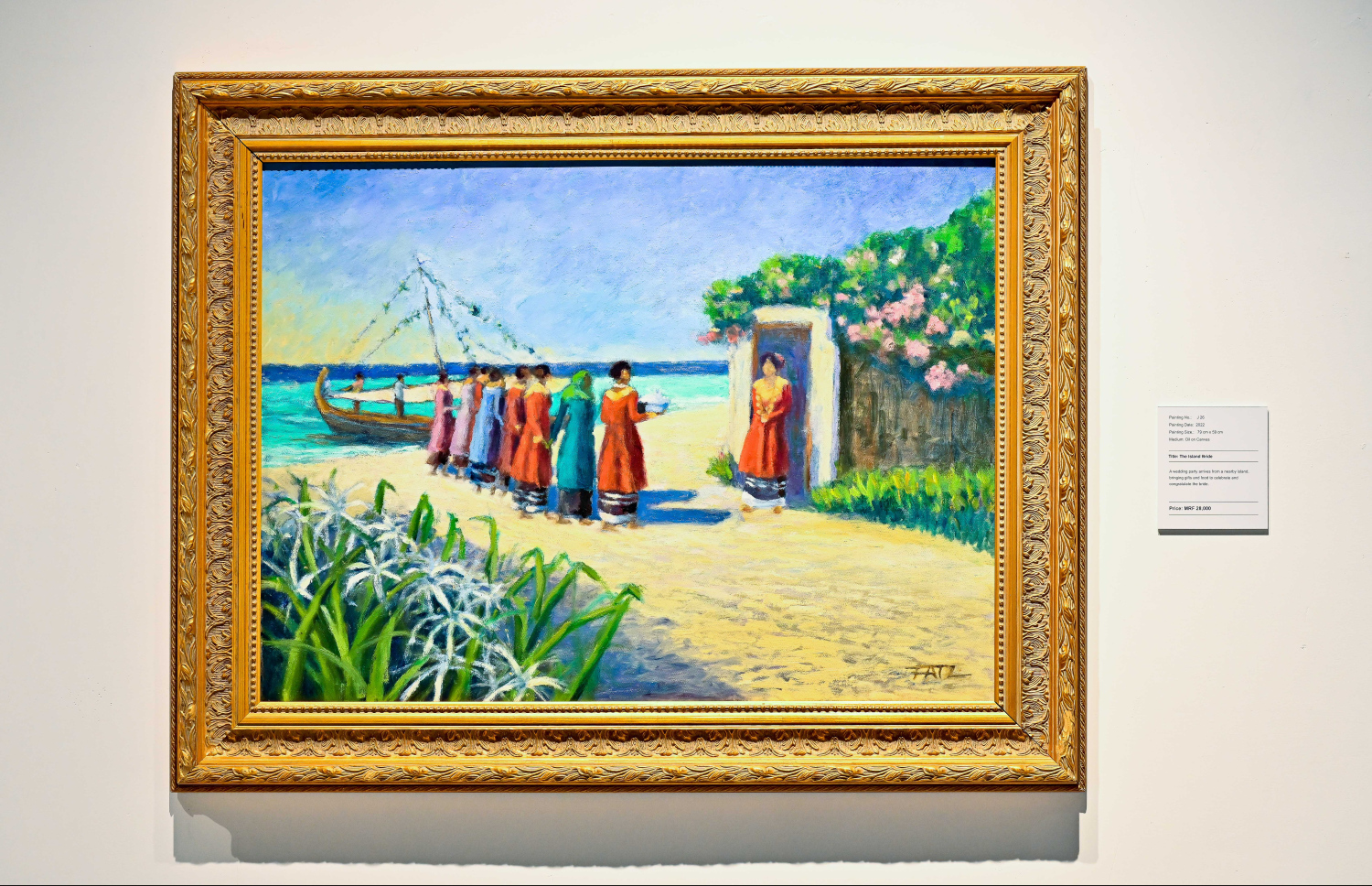 ރާއްޖޭގެ އެހާރާއި މިހާރުގެ ދިރިއުޅުން ދައްކުވައިދޭ ކުރެހުންތަކާ އެކު، އާޓް ގެލެރީގައި މިހާރު ކުރިއަށް ގެންދާ މަނާގޭ އަބްދުﷲ ފާއިޒުގެ ކުރެހުމުގެ މައުރަޒުގެ ކުރެހުމެއް: މި މަހުގެ 16 އިގެ ނިޔަލަށް މި މައުރަޒު ކުރިއަށް ގެންދާނެ.---ފޮޓޯ: ނިޝާން އަލީ| މިހާރު