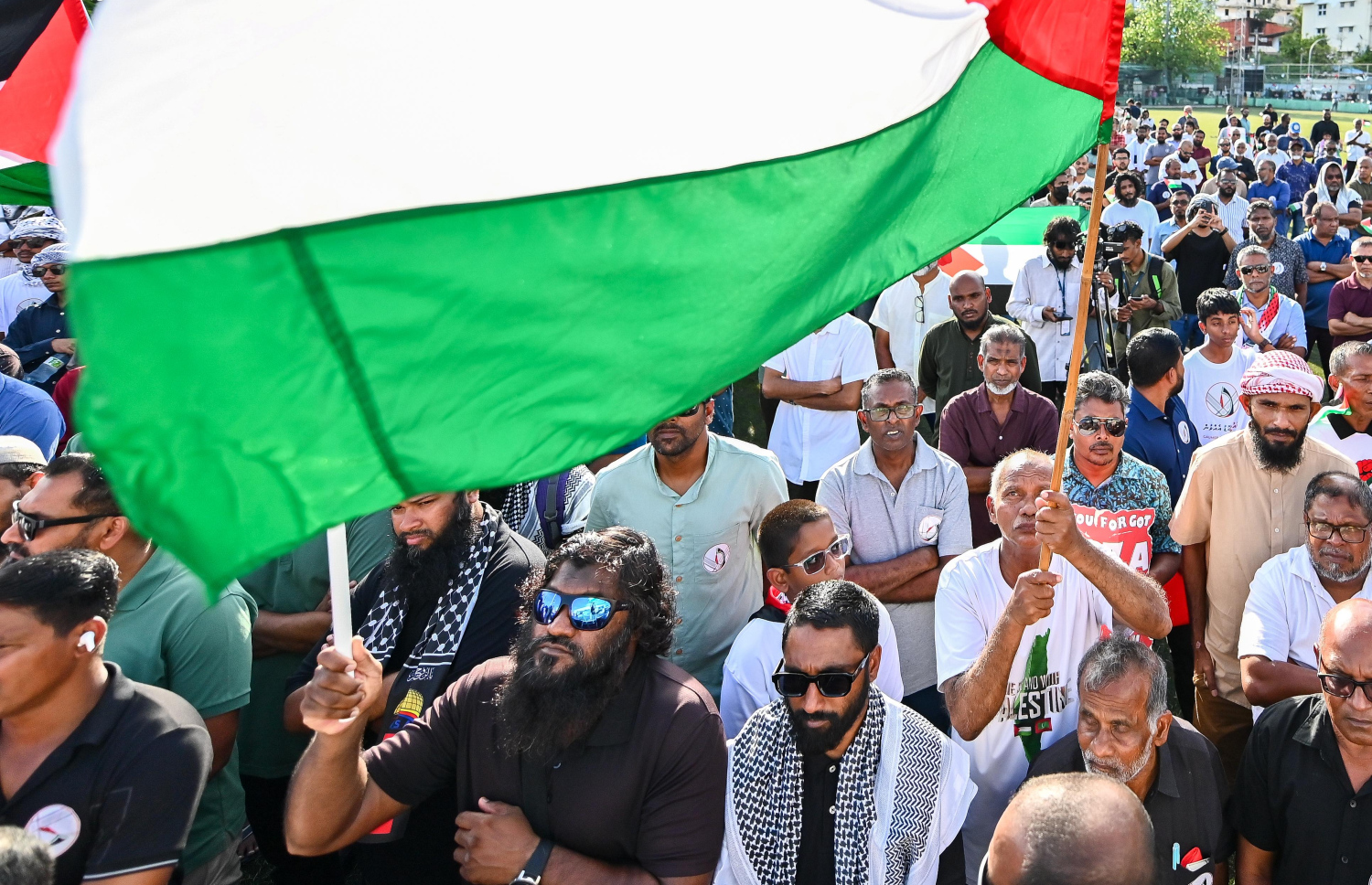 އިޒްރޭލުގެ ޖަރީމާތަކާ ދެކޮޅަށް މިއަދު މާލޭގައި އަޑު އުފުލަނީ.---ފޮޓޯ: ފަޔާޒު މޫސާ| މިހާރު