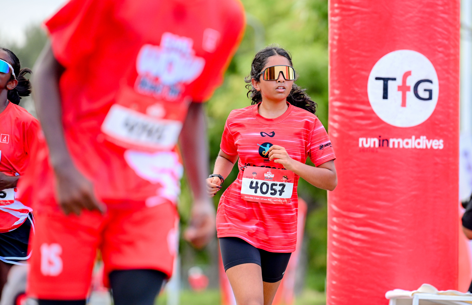 ބީއެމްއެލް އާއި ޓޯޓަލް ފިޓްނަސް ގްރޫޕް (ޓީއެފްޖީ) ގުޅިގެން މިއަދު ހުޅުމާލޭގައި ބޭއްވި ބީއެމްއެލް ވާއު ކިޑްސް ރަންގައި ބައިވެރިވި ދުވުންތެރިން.-- ފޮޓޯ: ނިޝާން އަލީ | މިހާރު