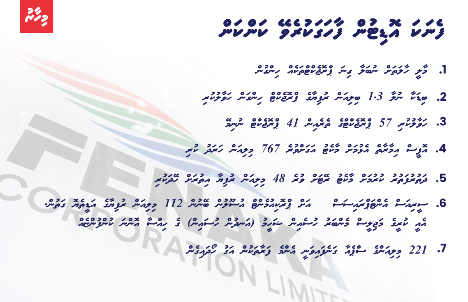 ފެނަކައިގެ އޮޑިޓް ރިޕޯޓުން ފާހަގަވި ބައެއް މައްސަލަތައް