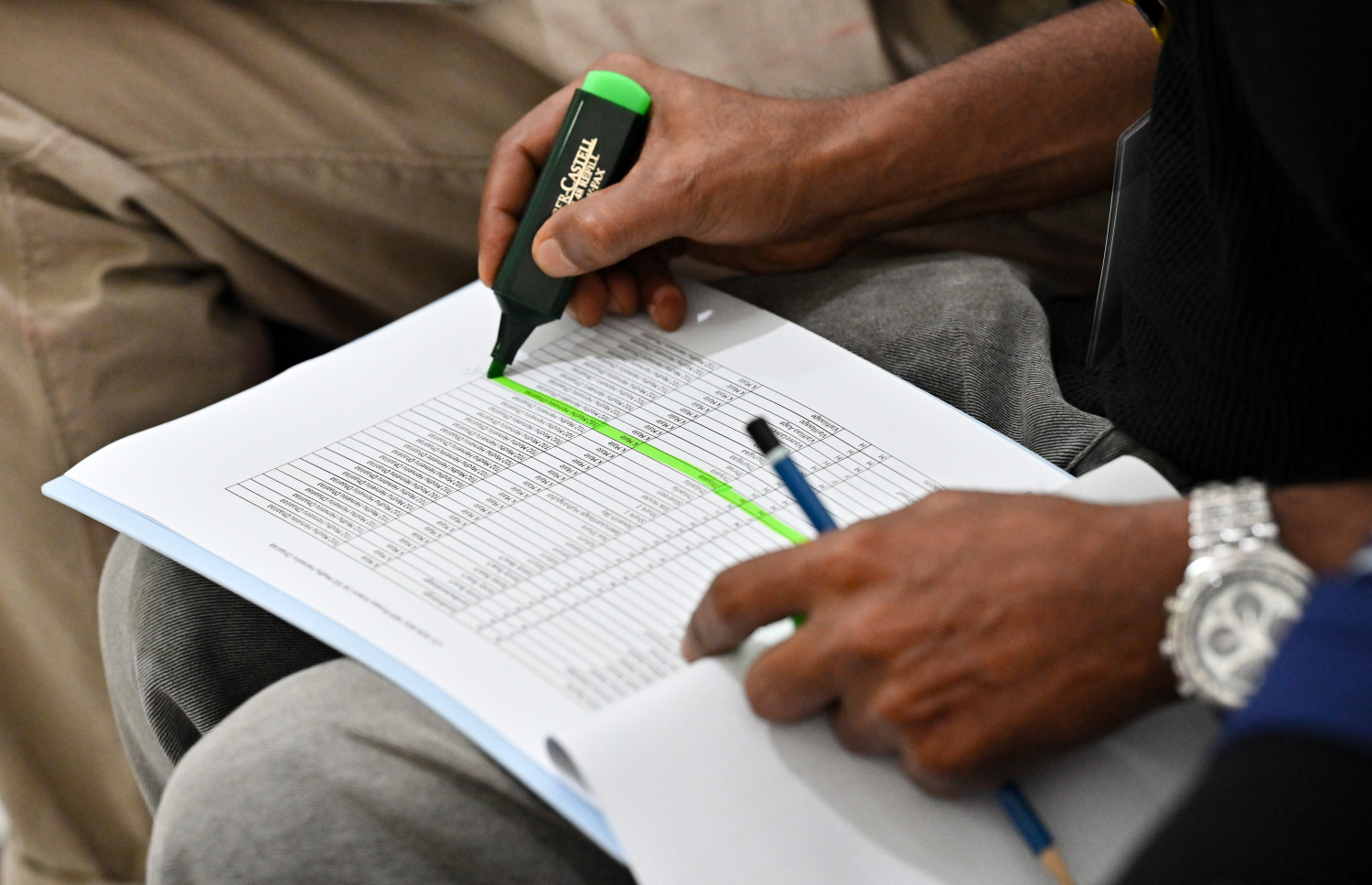 އެމްޑީޕީގެ ފަރާތުން ވާދަކުރާނެ ކެންޑިޑޭޓުން ހޮވުމަށް ބާއްވާ ޕްރައިމަރީގެ ވޯޓުލުން ކުރިއަށް ދިޔަ ވަގުތު، ޕްރައިމަރީގައި ވާދަކުރާ ބައެއް މީހުންގެ އޮބްޒާވަރުން ލިސްޓުތައް ޗެކްކުރަނީ. -- ފޮޓޯ: ފަޔާޒު މޫސާ | މިހާރު