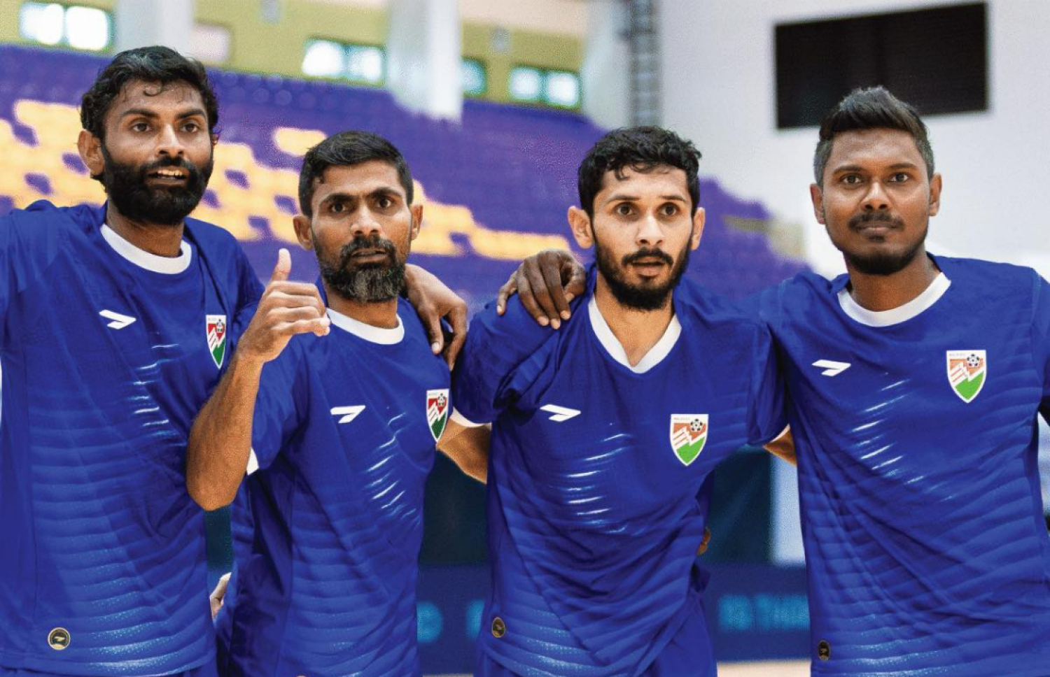 ސާފް ފުޓްސަލް މުބާރާތުގައި ރާއްޖޭގެ ކުޅުންތެރިން ގޯލެއް ޖެހުމަށް ފަހު އުފާފާޅުކުރަނީ. -- ފޮޓޯ: އެފްއޭއެމް