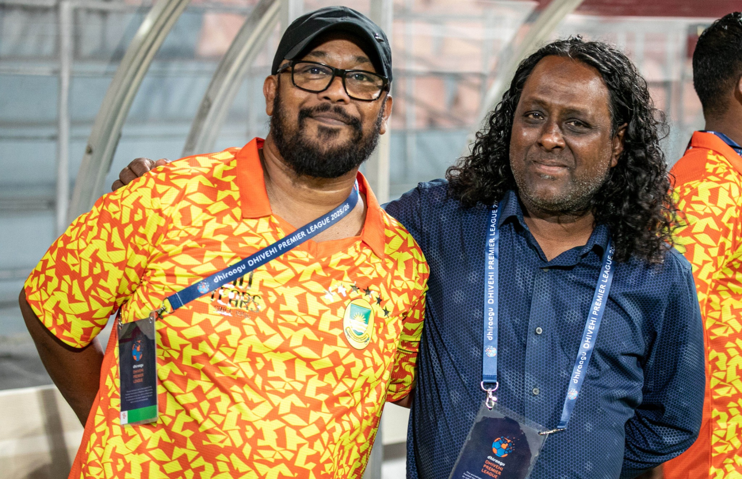 މާޒިޔާގެ މެނޭޖަރު އިބްރާހިމް ވަހީދާއި އެ ޓީމުގެ ގޯލް ކީޕަރު ޓްރޭނަރު ސުވައިދު --- ފޮޓޯ: މާޒިޔާ