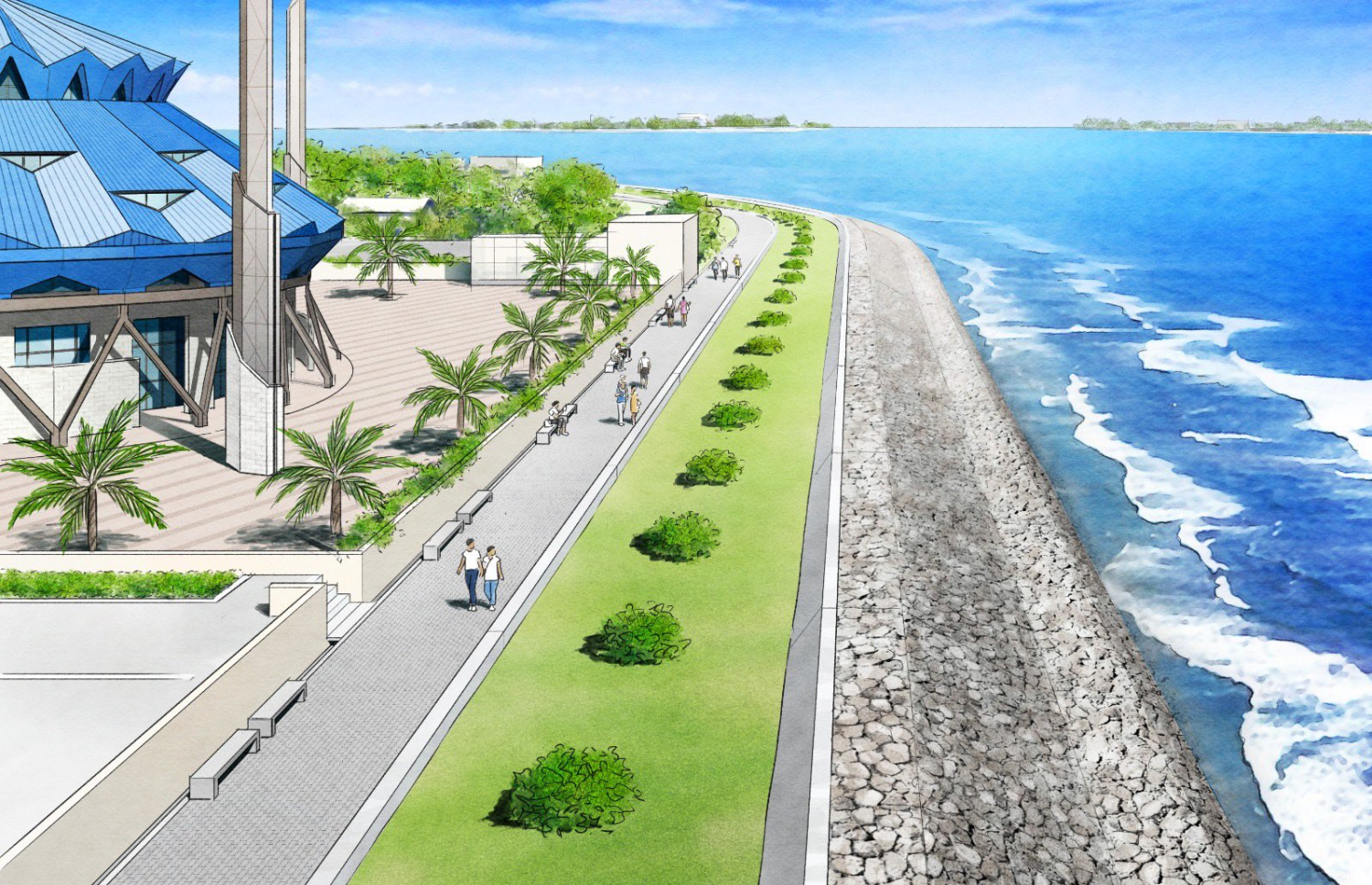 މާލޭގެ ކަނޑުތޮށި މަރާމާތުކުރުމުގެ މަޝްރޫއުގެ ދަށުން މާލޭގެ އުތުރު ފަރާތުން ސަލްމާން މިސްކިތް ހުންނަ ސަރަހައްދަށް އަންނަ ބަދަލު ފެންނަ ކުރެހުމެއް.-- ފޮޓޯ: ކޮންސްޓްރަކްޝަން މިނިސްޓްރީ