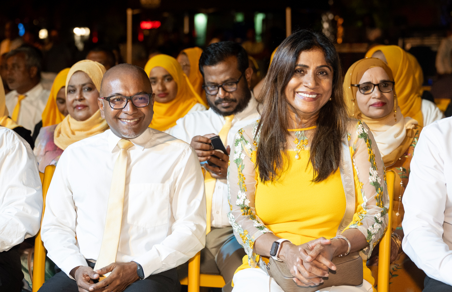 އެމްޑީޕީން ރޭ ބޭއްވި ކެމްޕެއިނު ލޯންޗުކުރުމުގެ ޖަލްސާގައި ކުރީގެ ޑިފެންސް މިނިސްޓަރު މާރިޔާ ދީދީ ބައިވެރިވަނީ.-- ފޮޓޯ: ނިޝާން އަލީ | މިހާރު