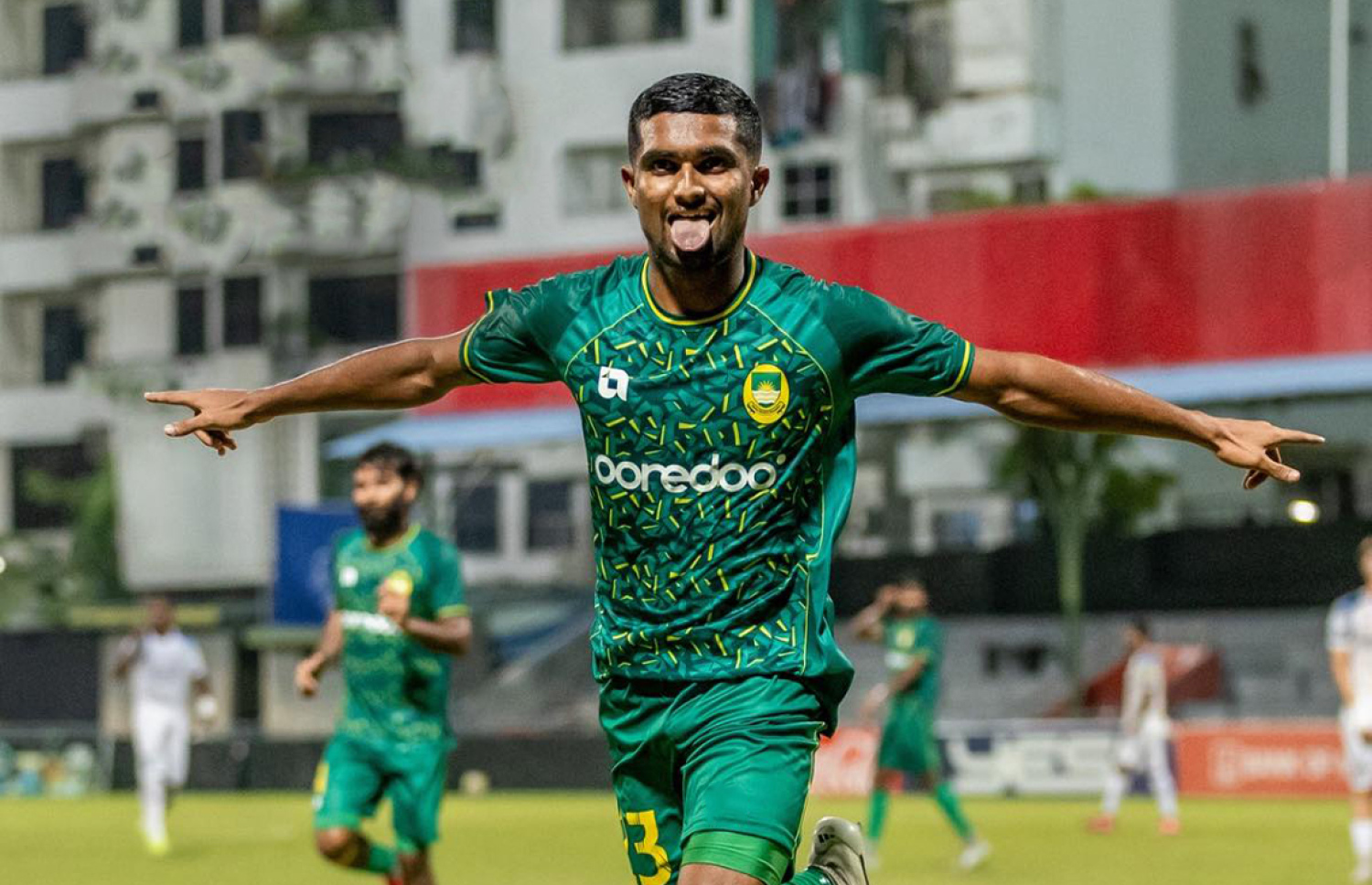 ފަތޯ ވަނީ ފުރަތަމަ ހާފުގައި މާޒިޔާ އަށް ދެ ގޯލު ޖަހައިދީފަ.-- ފޮޓޯ: އެފްއޭއެމް/ އަދަދު