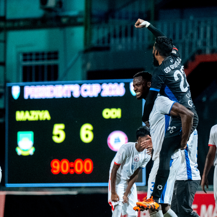 އޮޑި ސްޕޯޓްސް ކްލަބްގެ ކުޅުންތެރިން އުފާފާޅުކުރަނީ .-- ފޮޓޯ: ނިޝާން އަލީ | މިހާރު