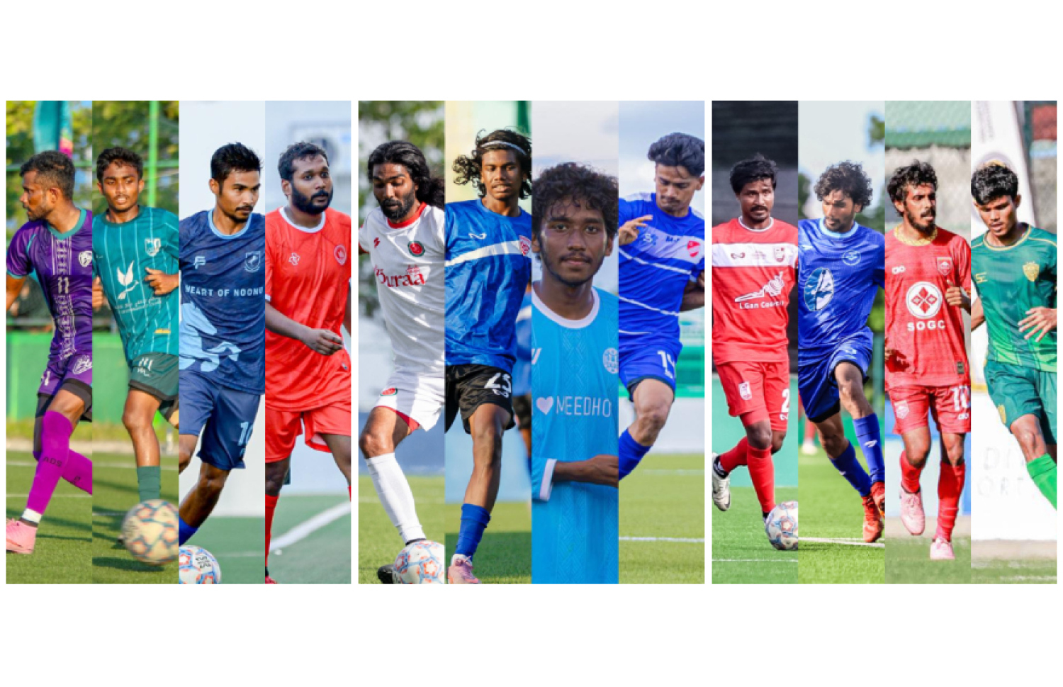 ސައުތު ރީޖަން ލީގުގެ ހަތަރު ޓީމު، ސެންޓްރަލް ލީގުގެ ހަތަރު ޓީމު، ނޯތު ރީޖަން ލީގުގެ ހަތަރު ޓީމު (ކ-ވ).-- ފޮޓޯޯ: ކައުންސިލްތައް/އެފްއޭއެމް