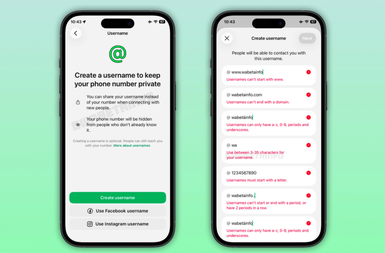 Whatsapp ah phone number ge badhalugai user name annanee