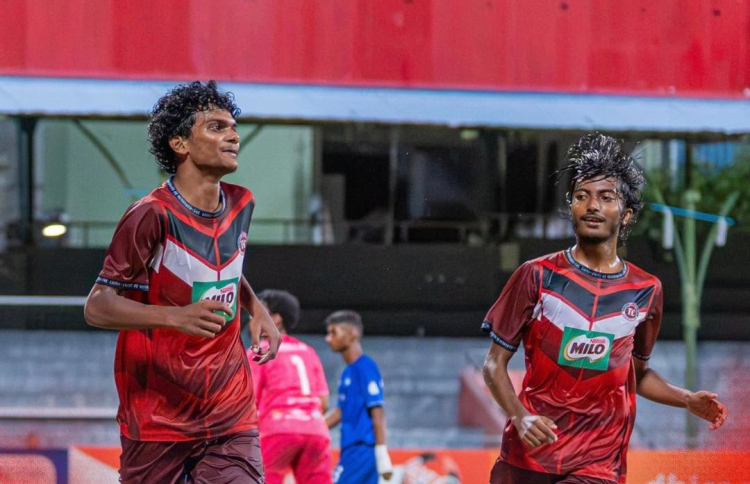 ޓީސީގެ ކުޅުންތެރިން ގޯލެއް ޖެހުމަށް ފަހު.-- ފޮޓޯ: އެފްއޭއެމް