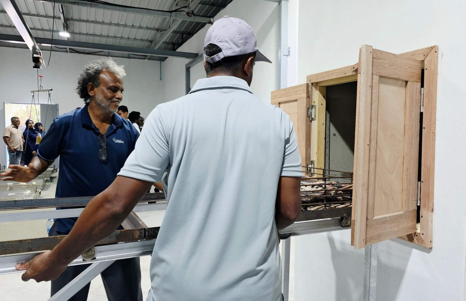 ކ. ކަނޑުއޮތްގިރީގައި ހުޅުވި މިފްކޯގެ ހިކިމަސް ކާރުހާނާގައި ބަޔަކު މަސައްކަތް ކުރަނީ.-- ފޮޓޯ: މިފްކޯ