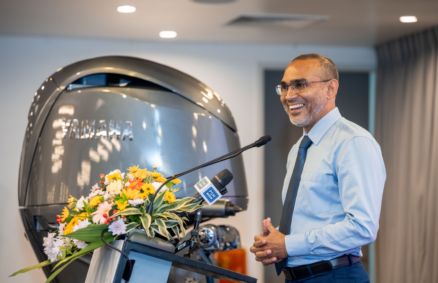 މިއަދު އޮތް ރަސްމިއްޔާތުގައި އެލިއާގެ ޖެނެރަލް މެނޭޖަރު އަހުމަދު ސައީދު ވާހަކަ ދައްކަވަނީ. -- ފޮޓޯ: ނިޝާން އަލީ | މިހާރު