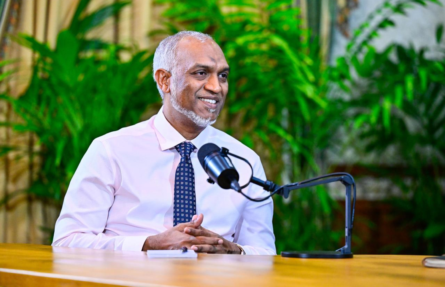 ޕީއެސްއެމްގެ "ނޭޝަން ޗެޓް" ޕޮޑްކާސްޓުގައި ރައީސް ޑރ. މުހައްމަދު މުއިއްޒު ވާހަކަފުޅު ދައްކަވަނީ - ފޮޓޯ/ރައީސް އޮފީސް