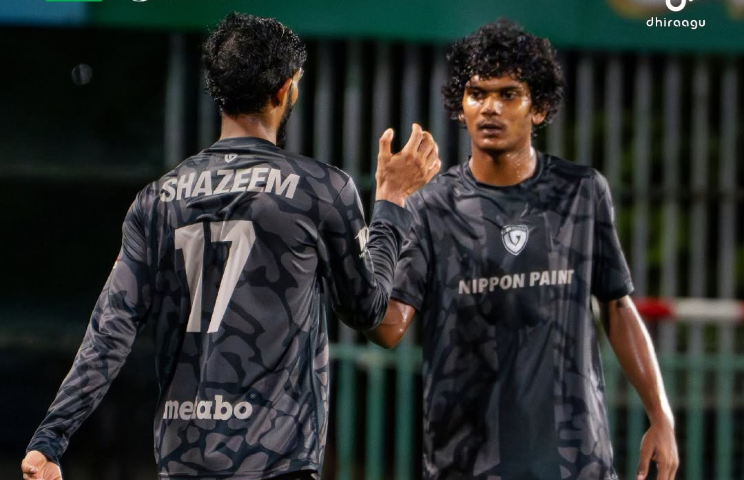ވެލިގާގެ ކުޅުންތެރިން ގޯލެއް ޖެހުމަށް ފަހު އުފާފާޅުކުރަނީ.-- ފޮޓޯ: ކްލަބް މޯލްޑިވްސް