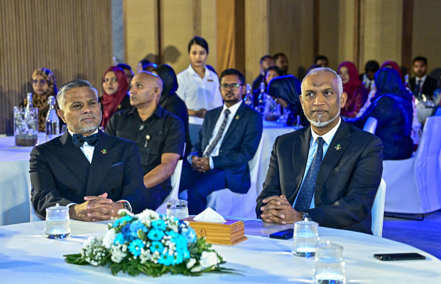 "ޕީޖީއޯ 2.0" އިފްތިތާހުކުރުމަށް ބޭއްވި ރަސްމިއްޔާތުގައި ރައީސް ޑރ. މުހައްމަދު މުއިއްޒު އާއި ޕީޖީ އައްބާސް ޝަރީފް ބައިވެރިވެވަޑައިގަންނަވަނީ.-- ފޮޓޯ: ރައީސް އެޮފީސް