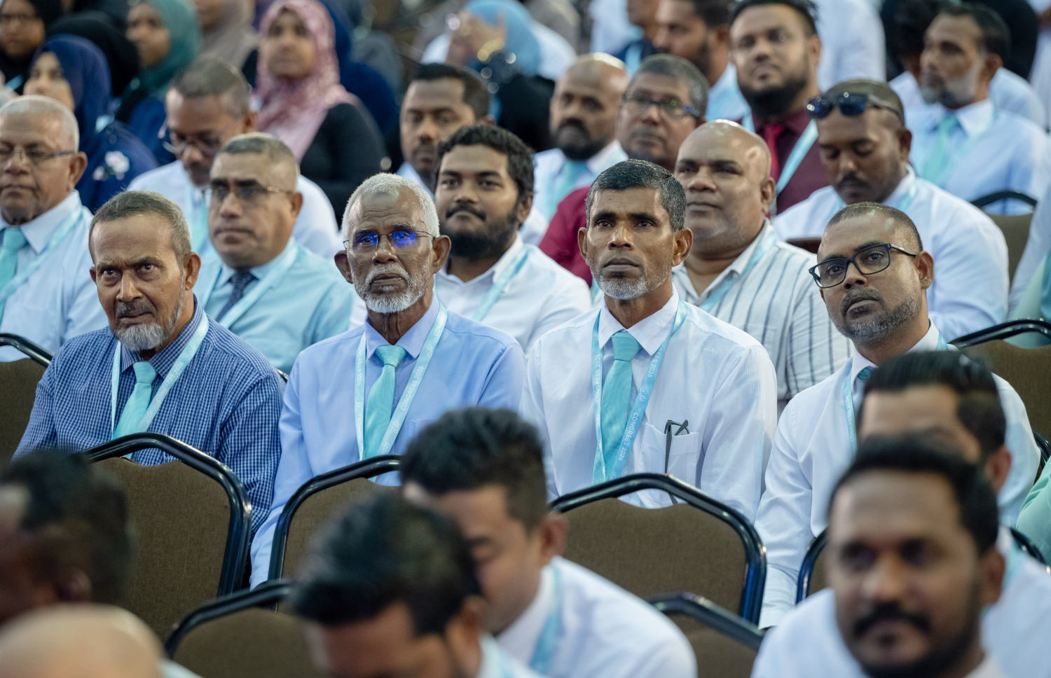 ޕީއެންސީގެ ކޮންގްރެސްގެ މިއަދުގެ ހެނދުނުގެ ސެޝަންގައި ބައިވެރިވި ބައެއް މަންދޫބުން.---ފޮޓޯ: ފަޔާޒު މޫސާ| މިހާރު