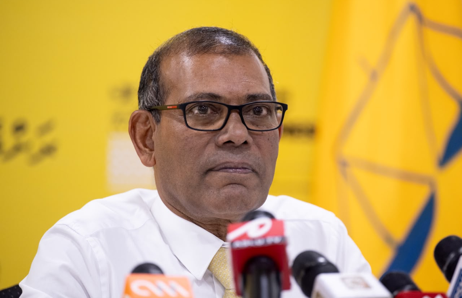 ކުރީގެ ރައީސް އަދި އެމްޑީޕީގެ ޗެއާޕާސަން މުހައްމަދު ނަޝީދު އެޕާޓީގެ އޮފީހުގައި މިއަދު ބޭއްވި މީޑިއާބްރީފިންްއެއް ގައި ވާހަކަފުޅުދައްކަވަނީ. ފޮޓޯ: ނިޝާން އަލީ/މިހާރު