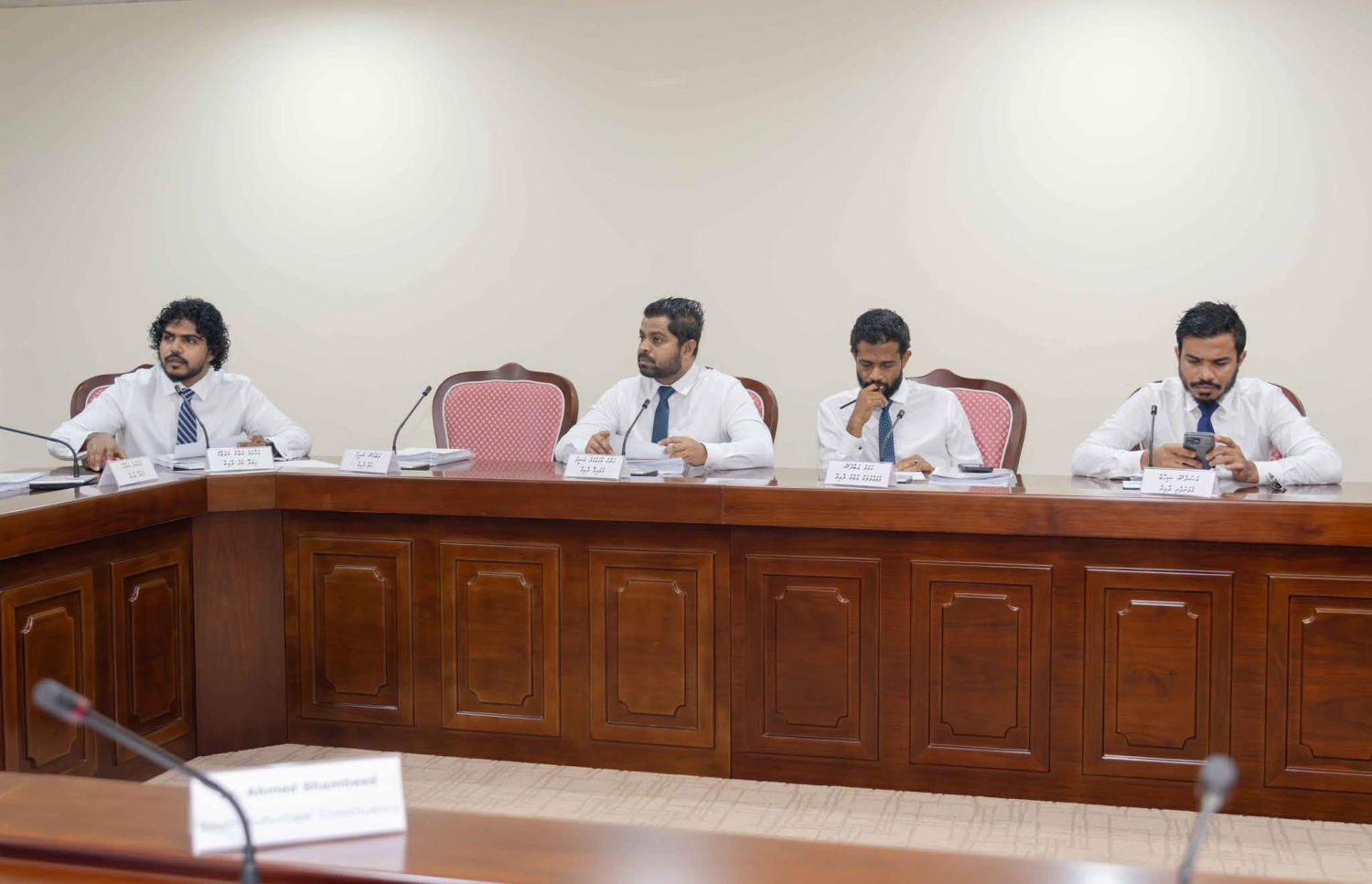ރައްޔިތުންގެ މަޖިލީހުގެ މާލިއްޔަތު ކޮމިޓީން މިއަދު ބޭއްވި ބައްދަލުވުމުގައި މެންބަރުން ބައިވެރިވެވަޑައިގަންނަވަނީ. ފޮޓޯ: މަޖިލީހުގެ އިދާރާ